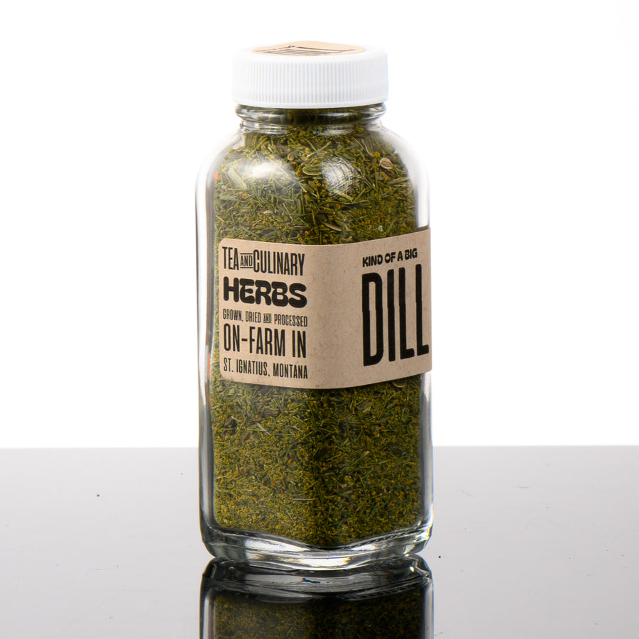 Awesome Herbs's Montana-grown Culinary Herbs - (Kind of a Big) Dill - in glass jar for gifting or home use.