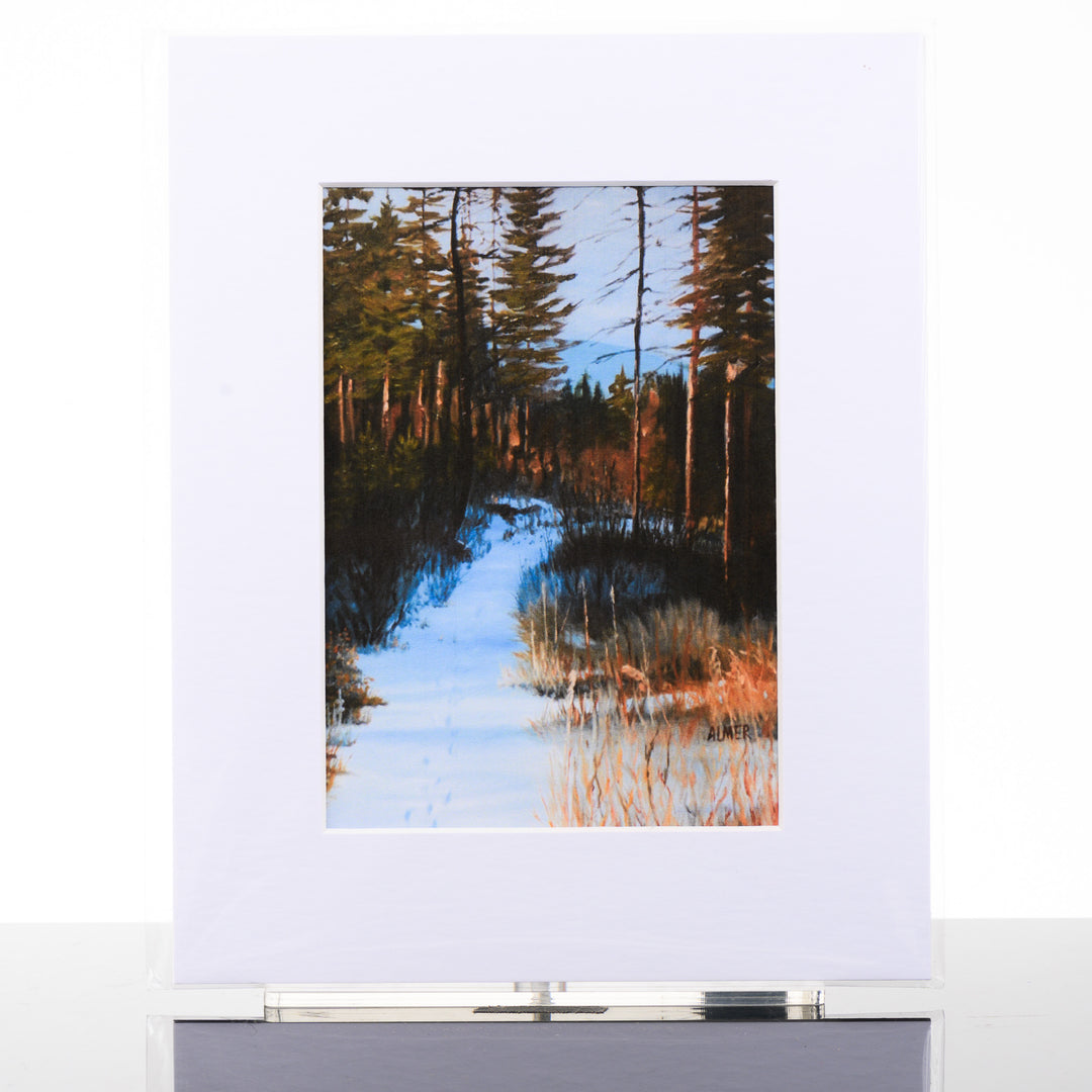 The Trail West Matted Print, by Stark Mountain Studio - 5x7 print of a Bobbe Almer watercolor painting in a 8x10 matte