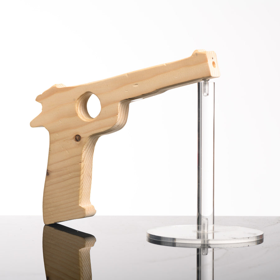 Handmade wooden kid's toy by Dotti and Jim's Kreations - this wooden toy pistol (made in the Bitterroot Valley Montana), makes an excellent screen-free gift for children