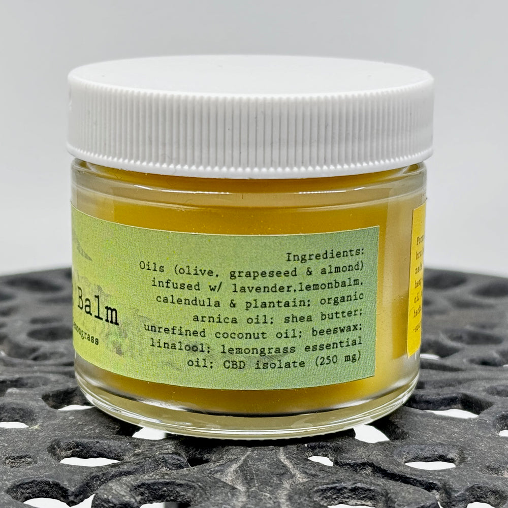 2 oz. jar of Dr Smith Botanicals' Arnica and Hemp Healing Balm, ingredients