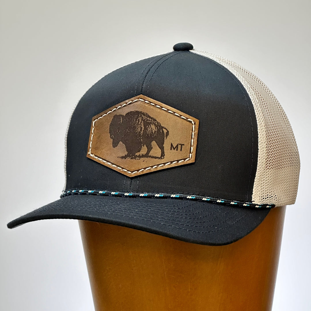 Montana Bison Leather Patch Hat