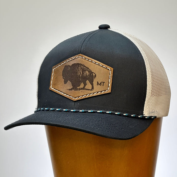 Montana Bison Leather Patch Hat