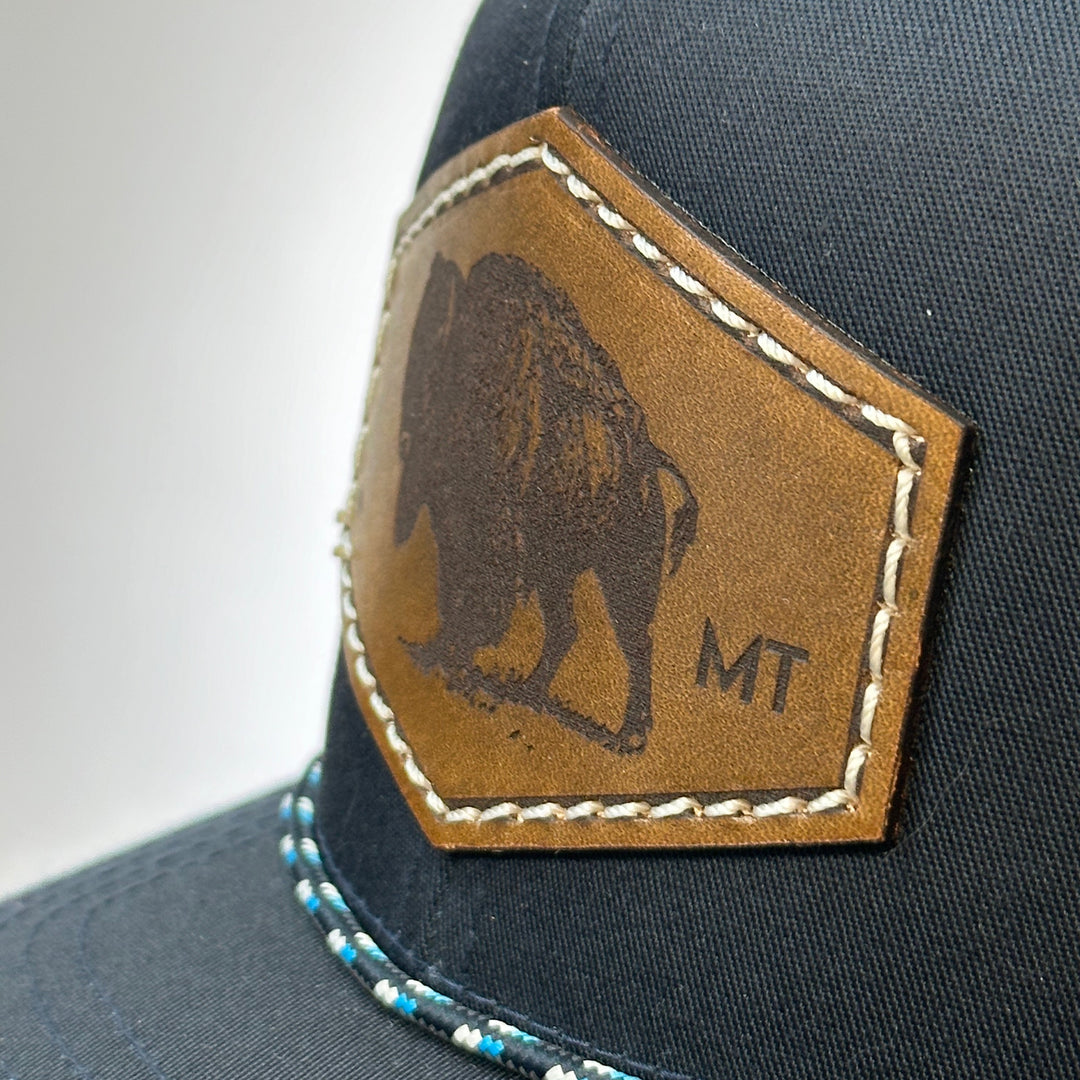 Montana Bison Leather Patch Hat