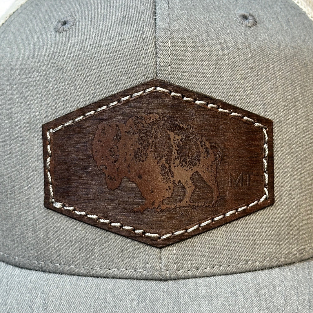 Montana Bison Leather Patch Hat