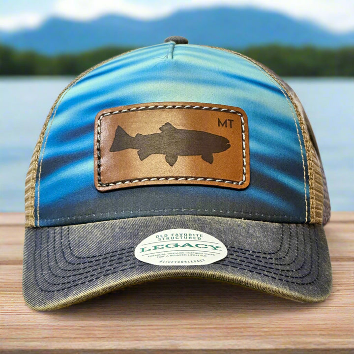 Trout MT Water Ripple Premium Leather Patch Trucker Hat