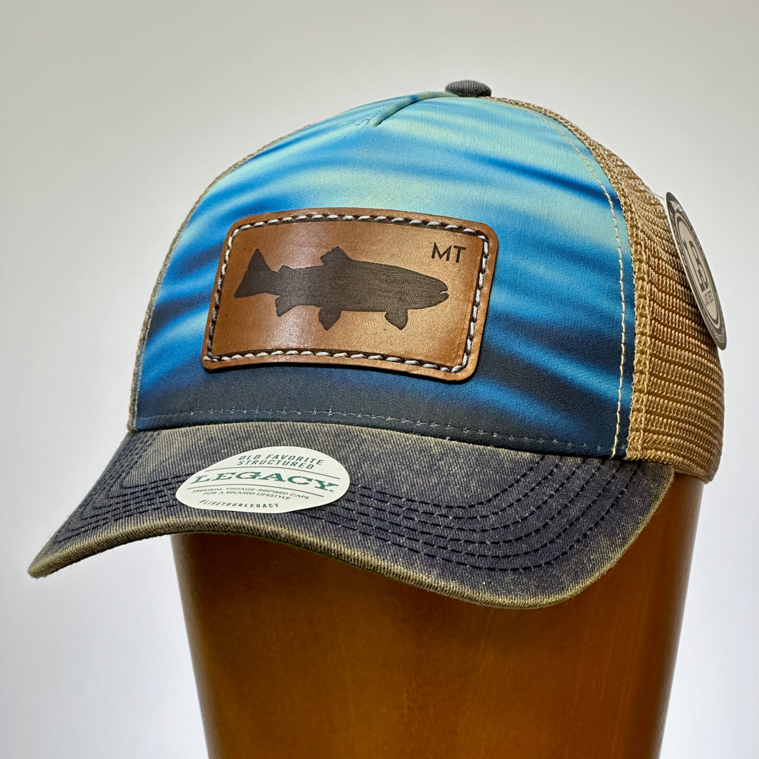 Trout MT Water Ripple Premium Leather Patch Trucker Hat