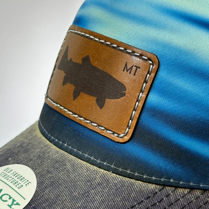 Trout MT Water Ripple Premium Leather Patch Trucker Hat