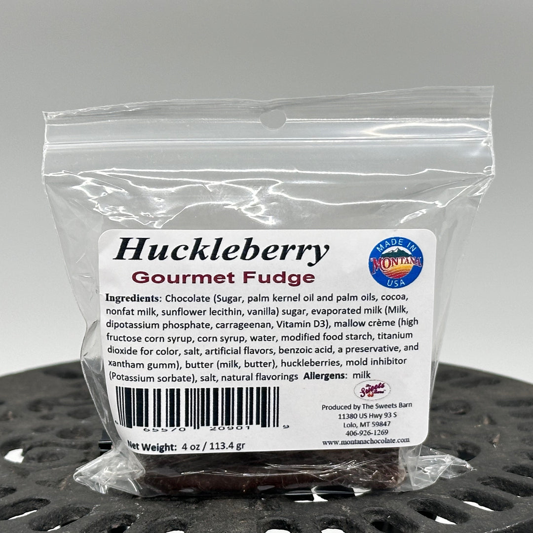 Lolo Sweets Barn Chocolate Huckleberry Gourmet Fudge - 4 oz of Montana made chocolate gift goodness