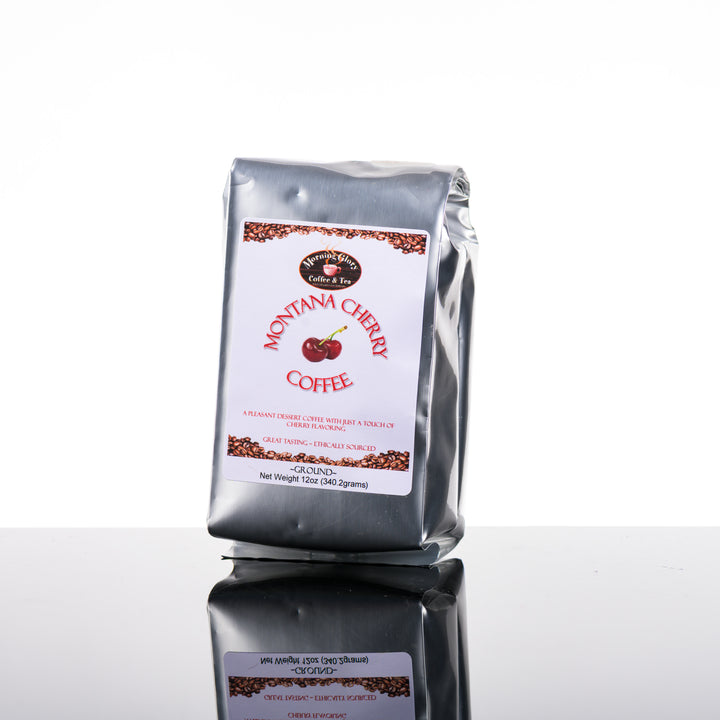 This bag of made in Montana coffee features ground Montana Cherry coffee.