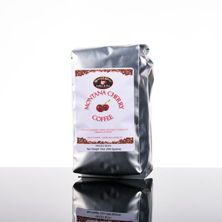 This bag of made in Montana coffee features whole beanMontana Cherry coffee.