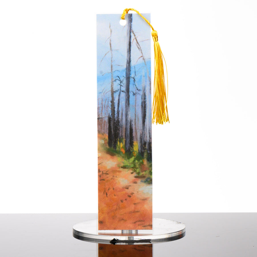 Glacier Burn Bookmark, by Stark Mountain Studio - 1 7/8 x 7 3/8” bookmark of a Bobbe Almer watercolor painting with tassel