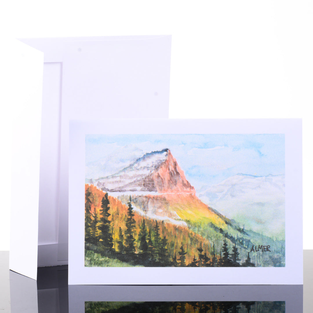 Sunshine and Snowfields Greeting Card, by Stark Mountain Studio - 5x7 blank greeting card of a Bobbe Almer watercolor painting with envelope