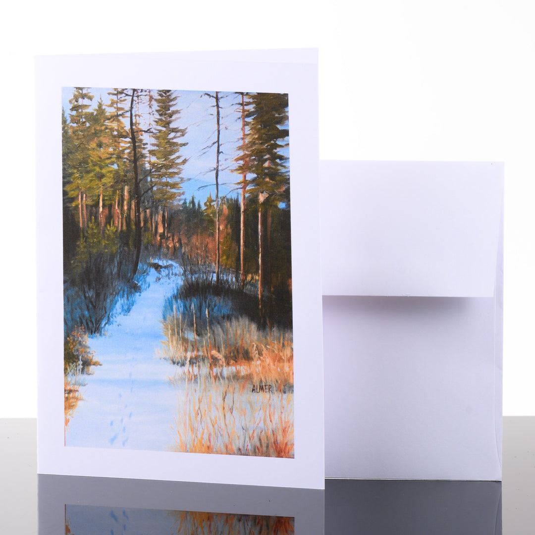 The Trail West Greeting Card, by Stark Mountain Studio - 5x7 blank greeting card of a Bobbe Almer watercolor painting with envelope