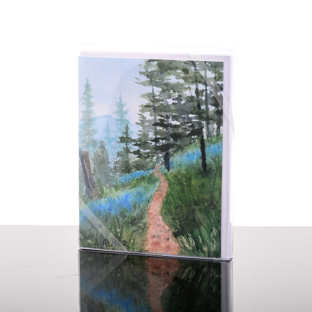 The front of a six pack of wildflower watercolor greeting cards, made in Montana.