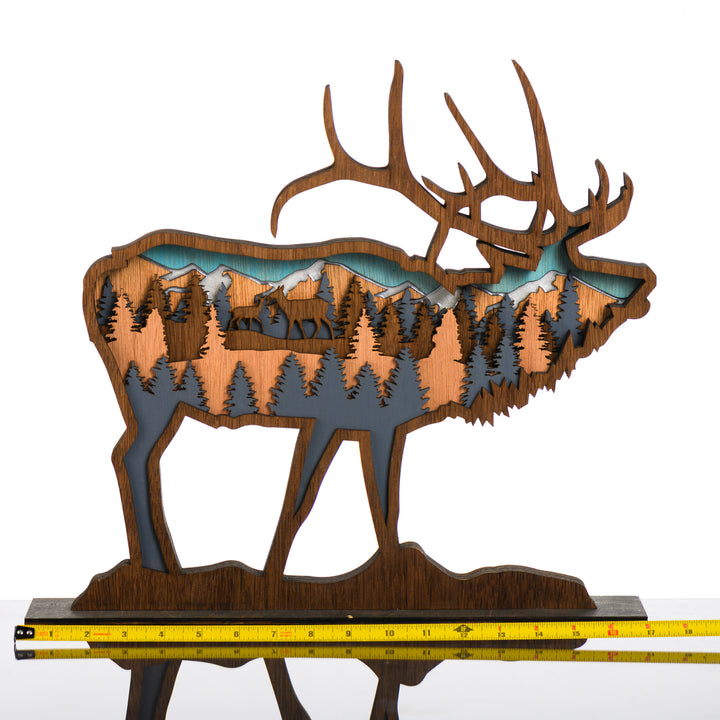 RJS Engraving & Design Elk 3D Layered Wood Art, XLarge