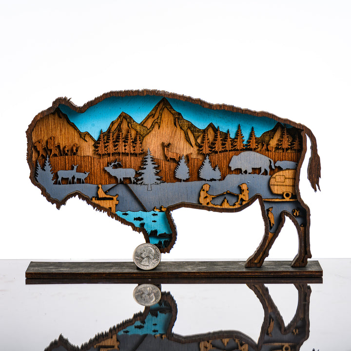 RJS Engraving & Design Bison 3D Layered Wood Art, Standard