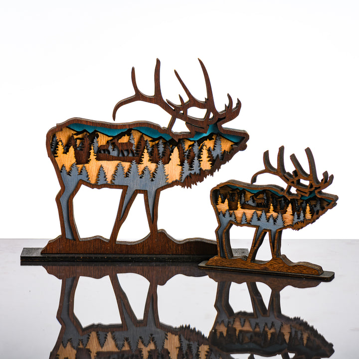 RJS Engraving & Design Elk 3D Layered Wood Art, 2 sizes