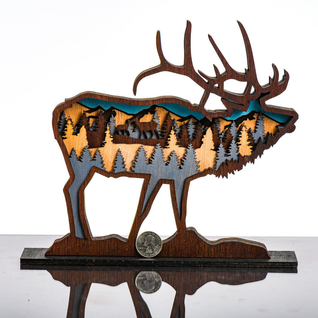 RJS Engraving & Design Elk 3D Layered Wood Art, Standard