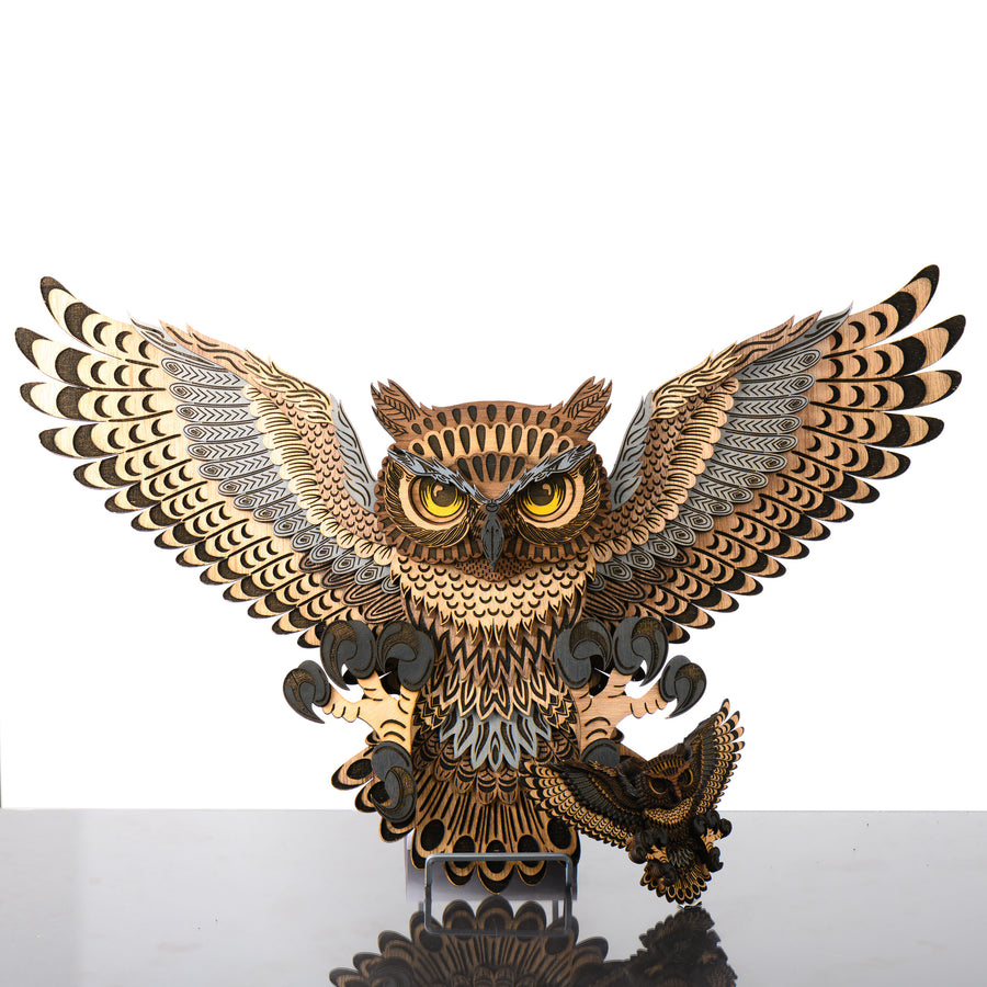 RJS Engraving & Design's Owl 3D Layered Wood Art, two sizes