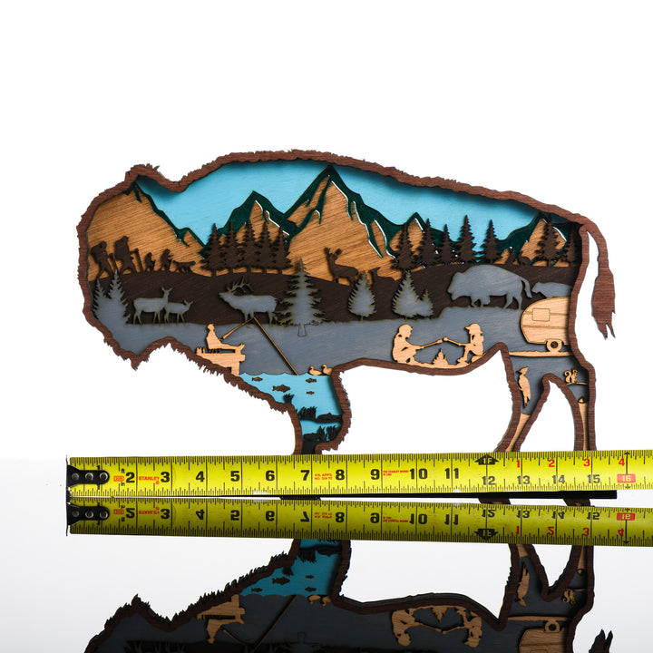 RJS Engraving & Design Bison 3D Layered Wood Art, Large