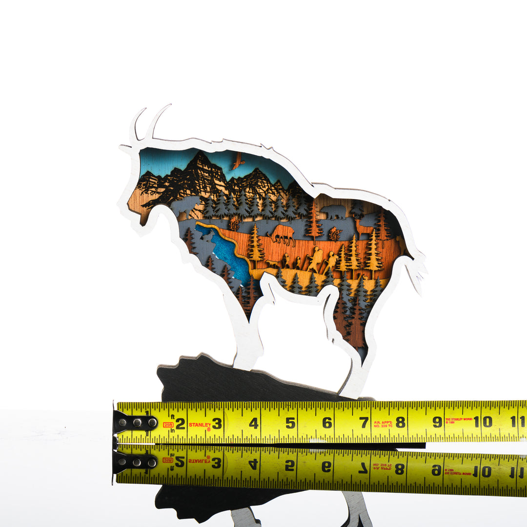 RJS Engraving &amp; Design's Mountain Goat 3D Layered Wood Art, Standard