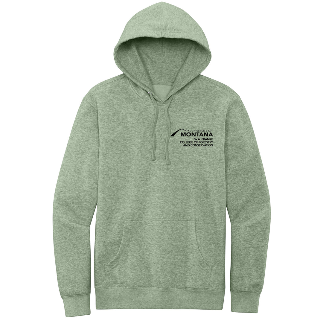 Fleece Hooded Sweatshirt - W.A. College of Forestry & Conservation Circle Logo, sales of which support environmental education, research, and conservation efforts at The University of Montana. Made in Missoula, MT