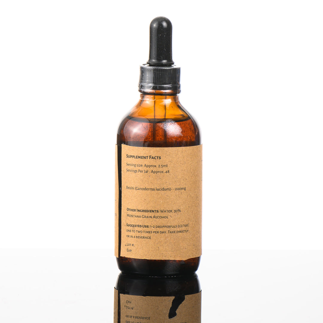 Swift Current Farms' Reishi Tincture, the back of 4oz