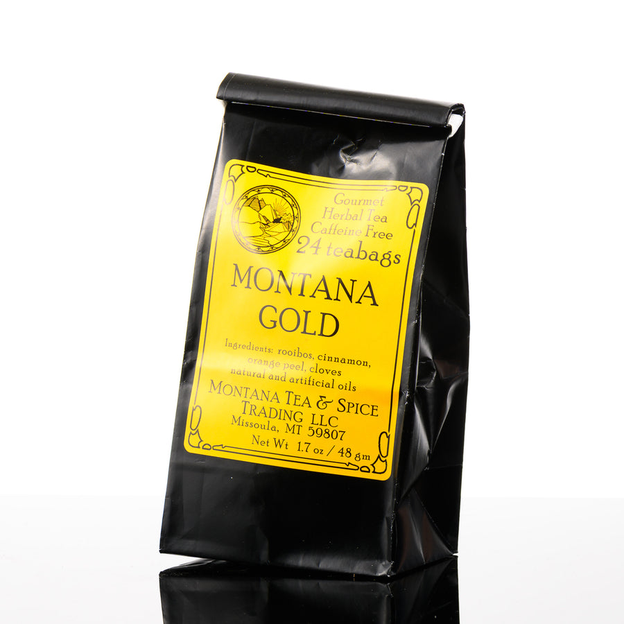 1.7 oz bag of Montana Tea & Spice Trading LLC's Montana Gold (24 teabags, caffeine free)