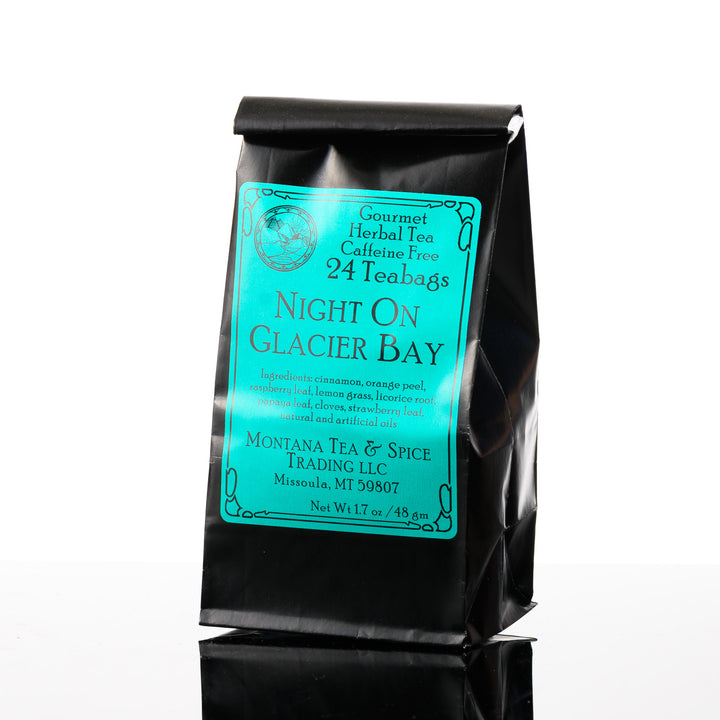 1.7 oz bag of Montana Tea & Spice Trading LLC's Night on Glacier Bay (24 teabags, caffeine free)