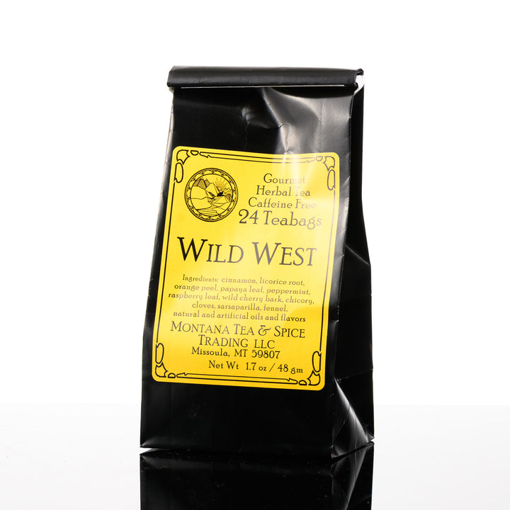 1.7 oz bag of Montana Tea & Spice Trading LLC's Wild West (24 teabags, caffeine free)