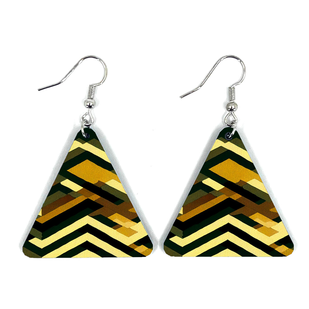 Camo Lines Triangle Earring